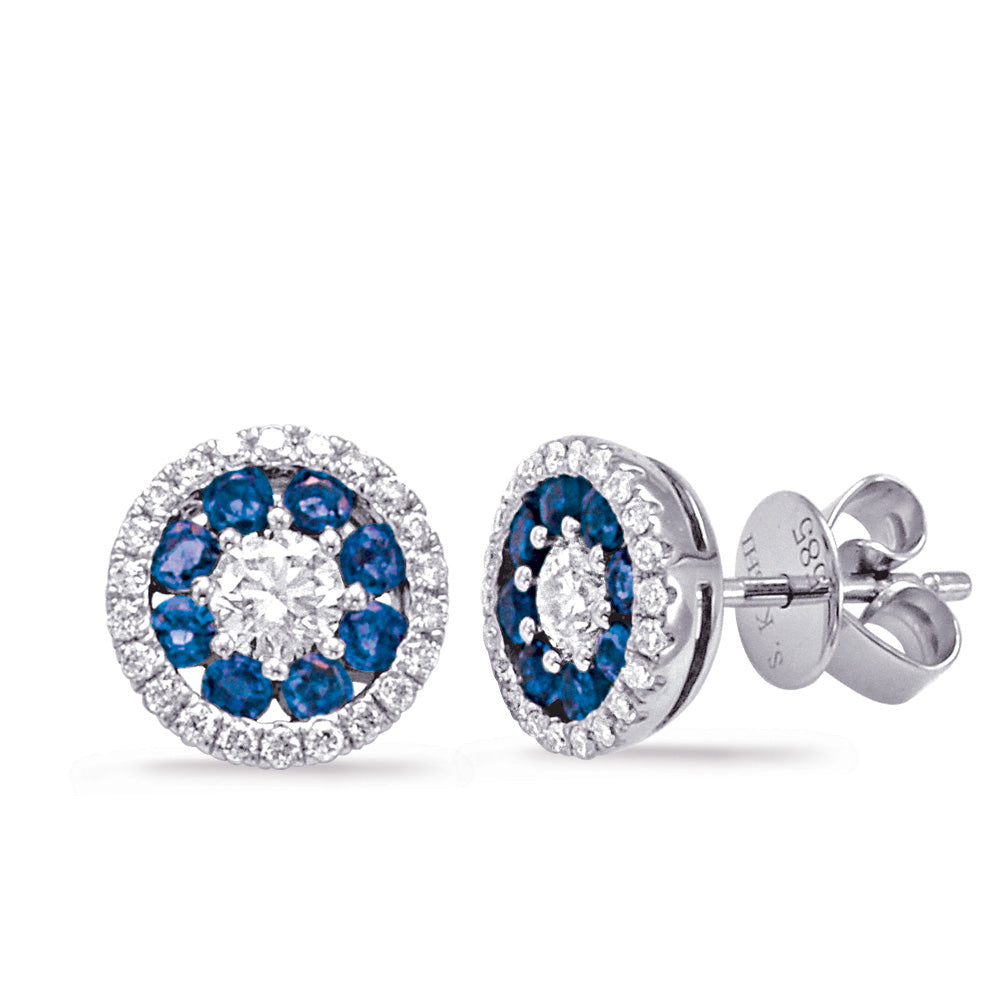 White Gold Sapphire &amp; Diamond Earring