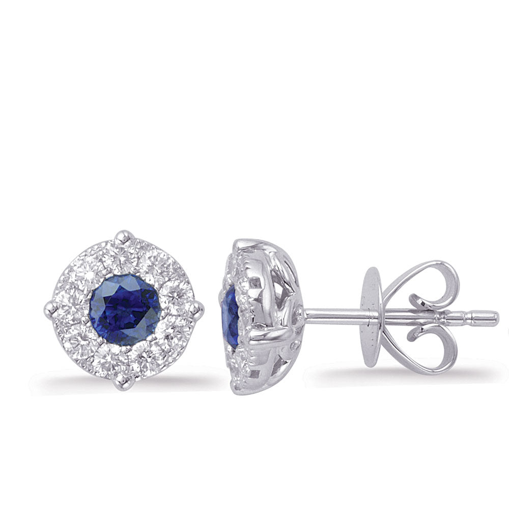 White Gold Sapphire &amp; Diamond Earring