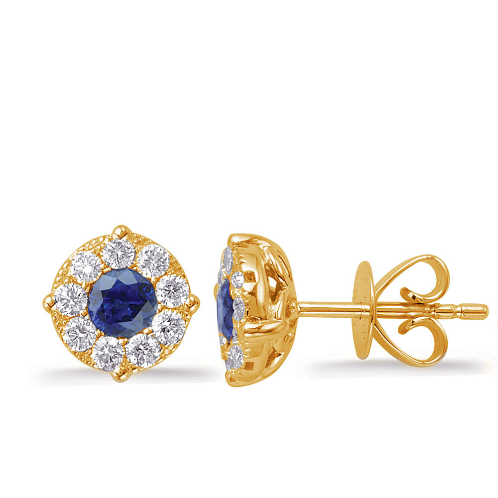 Yellow Gold Sapphire &amp; Diamond Earring