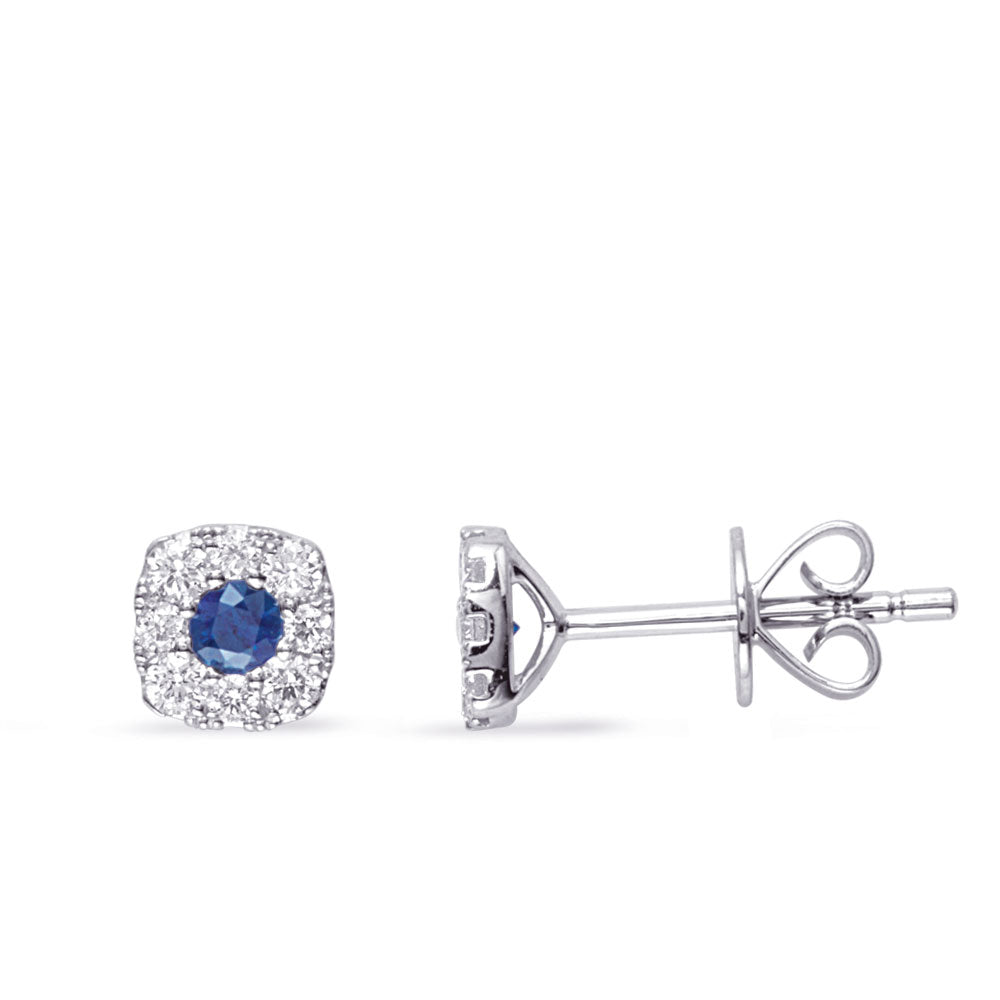 White Gold Diamond &amp; Sapphire Earring