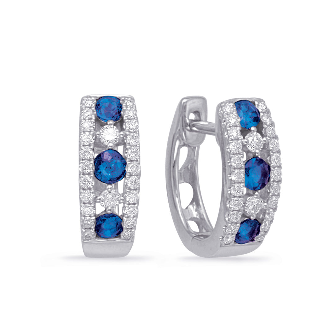 White Gold Sapphire &amp; Diamond Earring