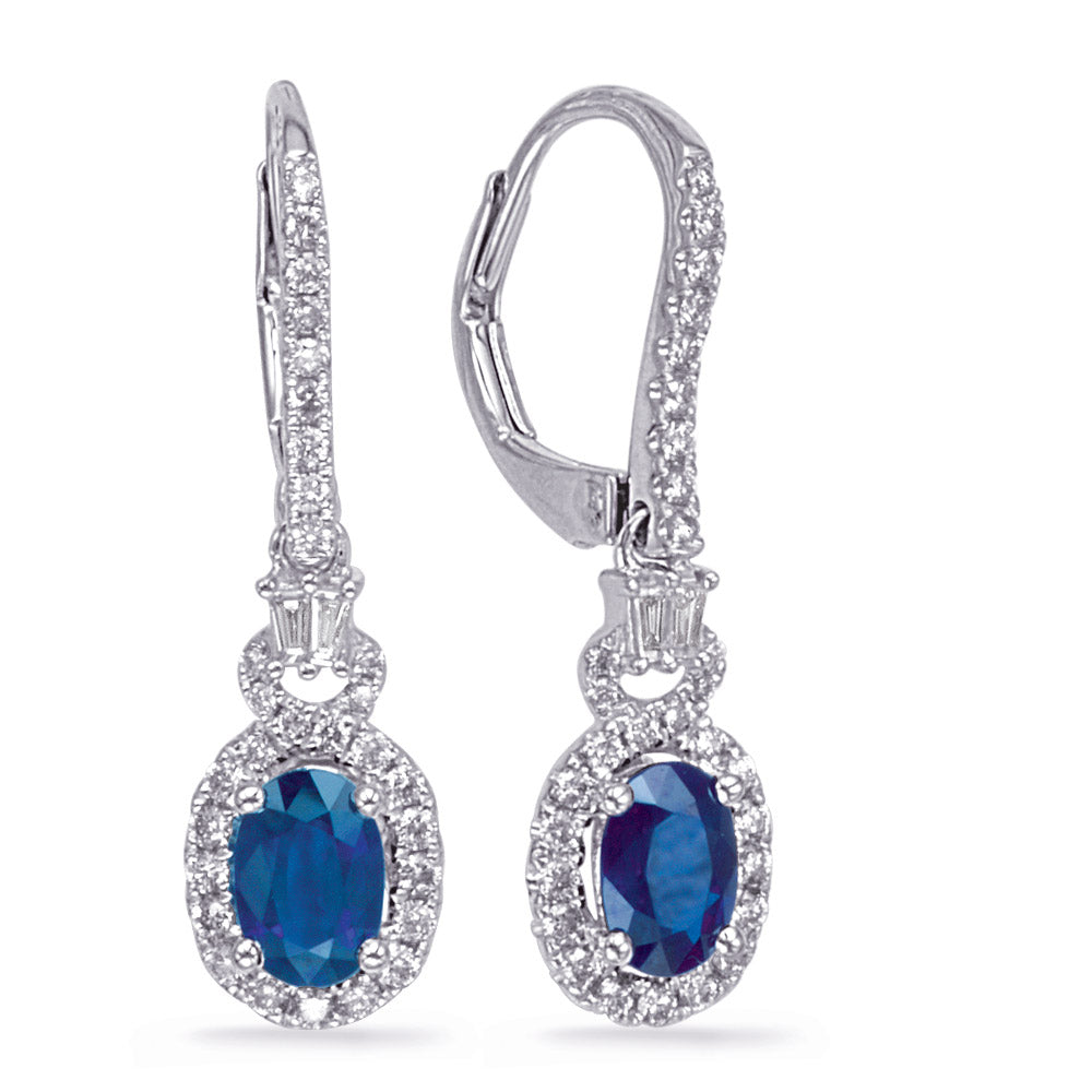 White Gold Sapphire &amp; Diamond Earring