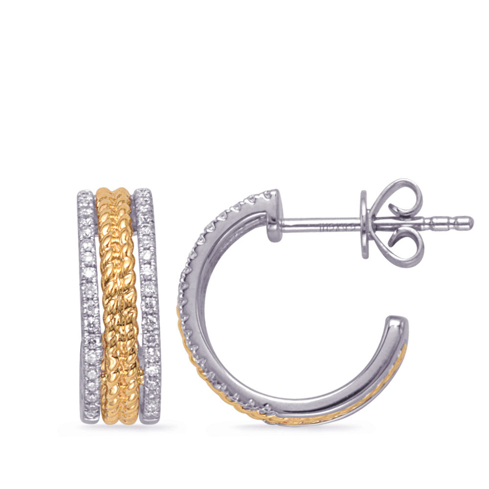 White &amp; Yellow Gold Diamond Earring
