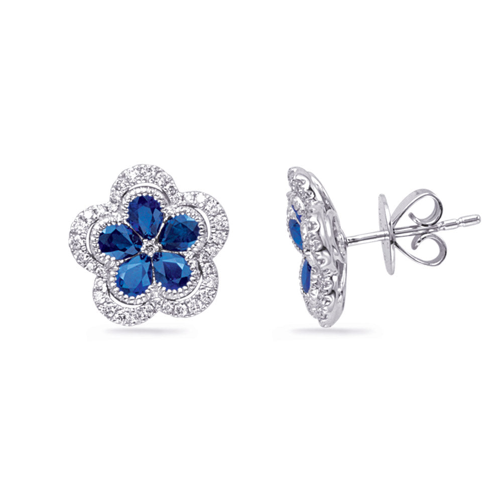 White Gold Diamond &amp; Sapphire Earring