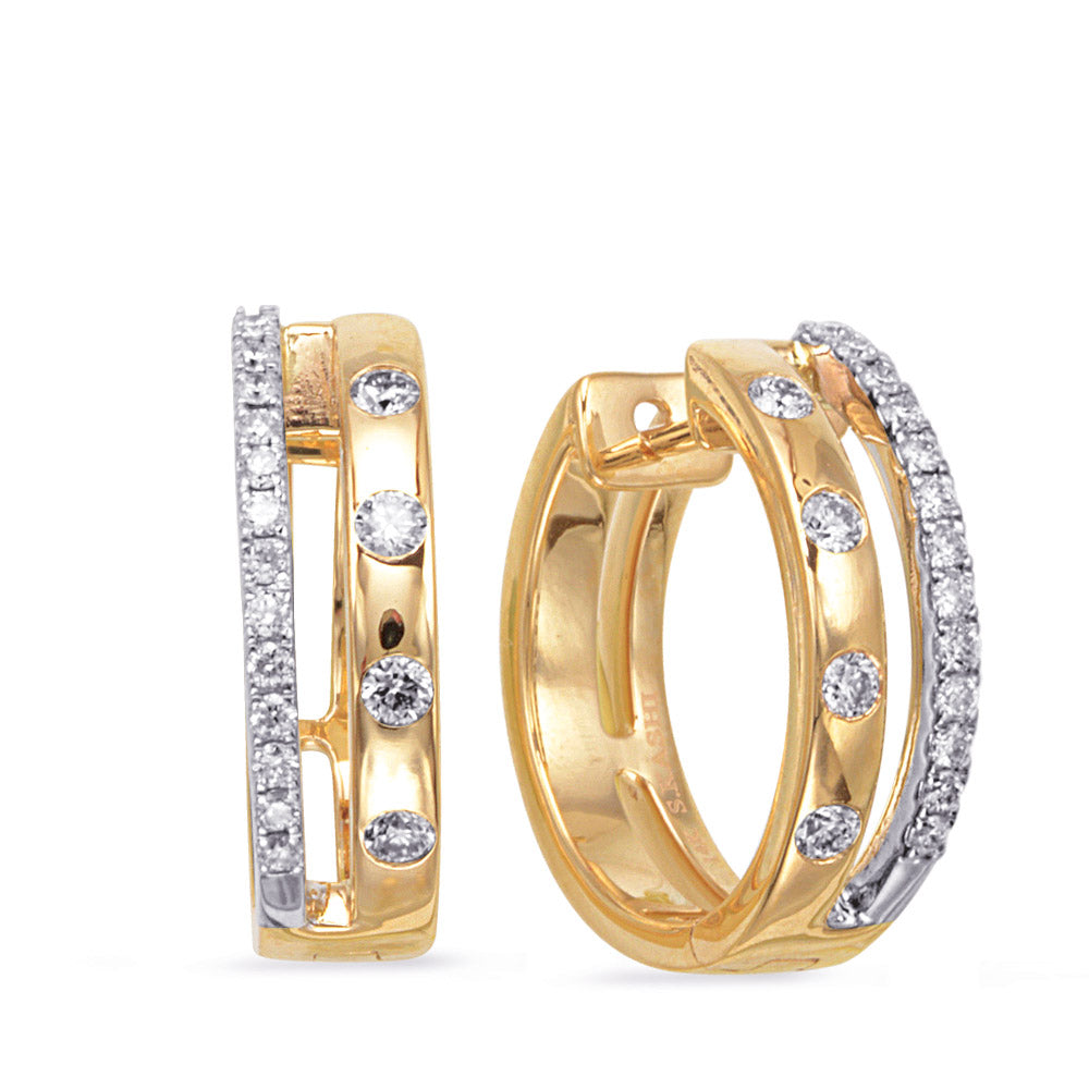 Yellow &amp; White Gold Diamond Earring