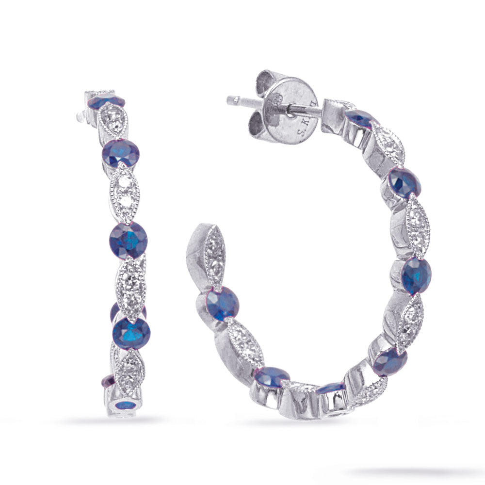 White Gold Diamond &amp; Sapphire Earring