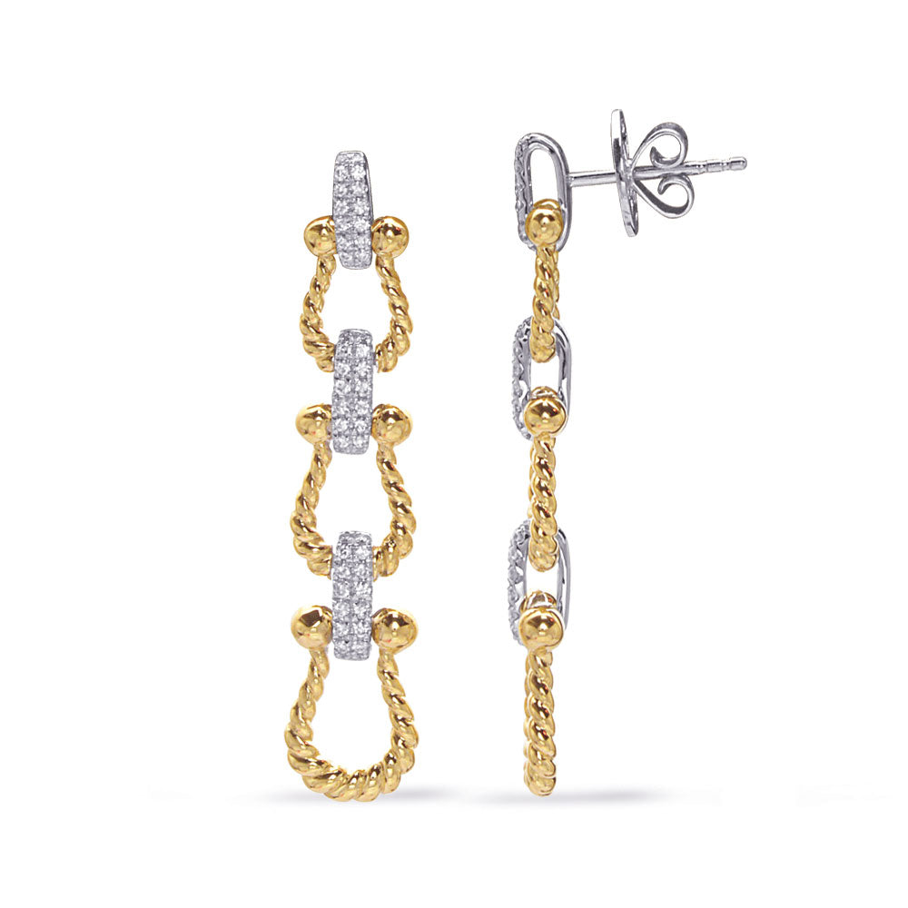 Yellow &amp; White Gold Diamond Earring