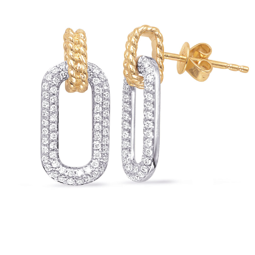 Yellow &amp; White Gold Diamond Earring