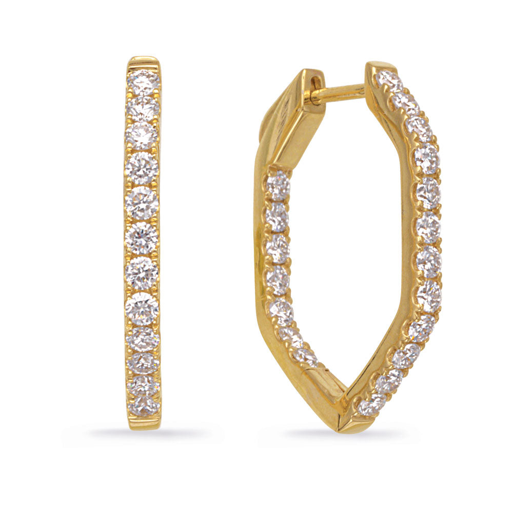 Yellow Gold &amp; Diamond Hoop Earring