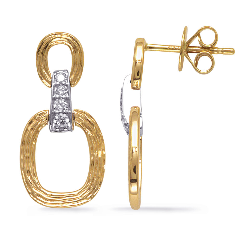 Yellow &amp; White Gold Diamond Earring