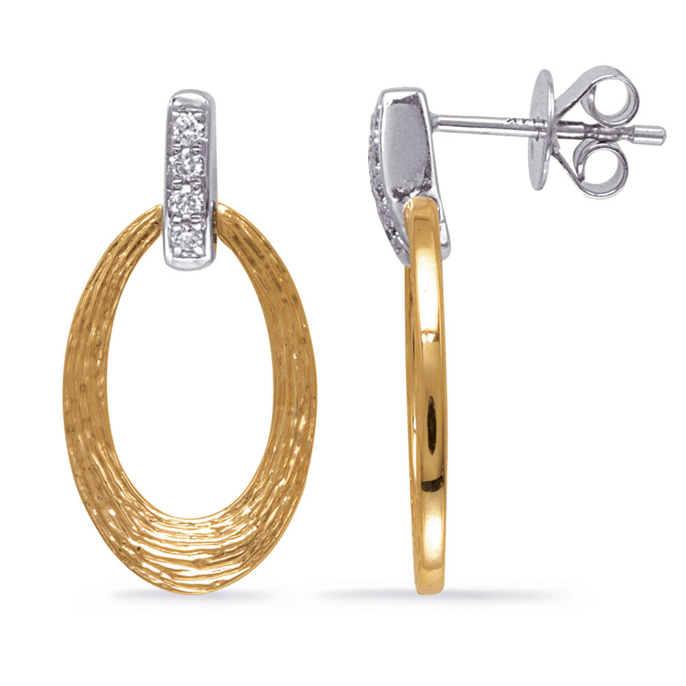 Yellow &amp; White Gold Diamond Earring