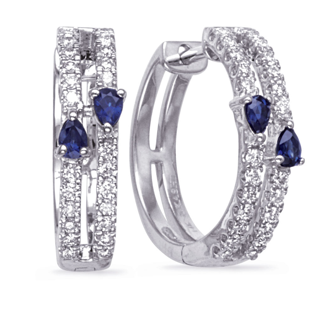 White Gold Diamond &amp; Sapphire Earring
