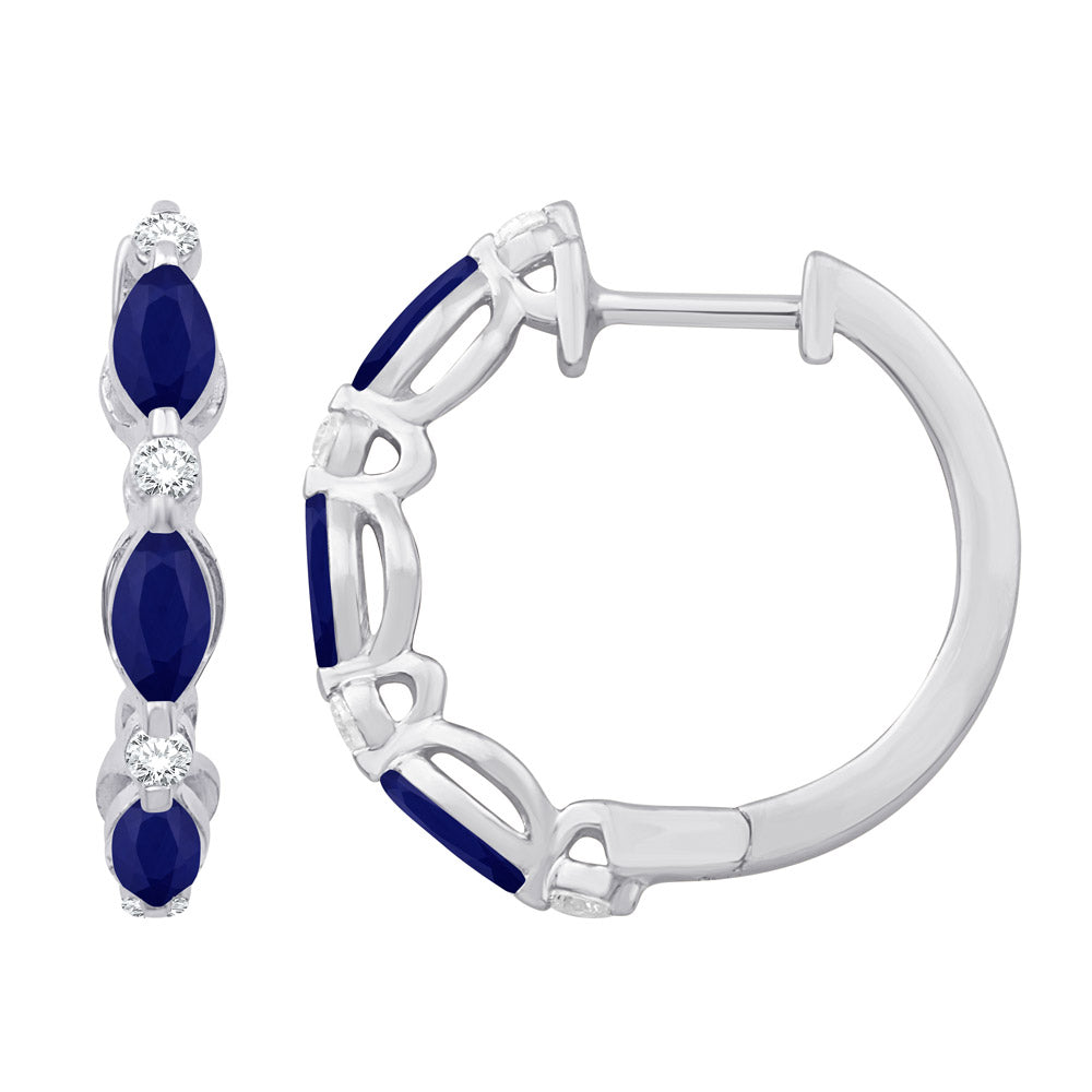 White Gold Diamond &amp; SapphireEarring