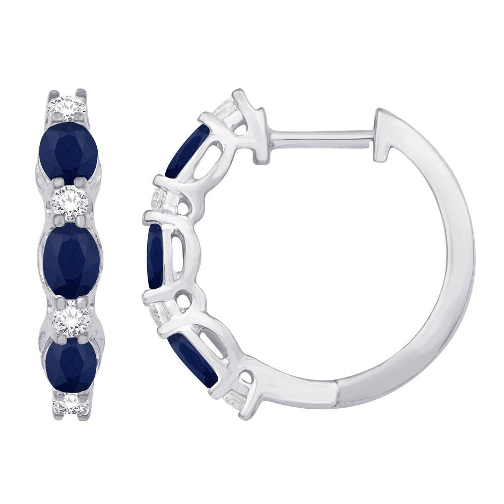 White Gold Diamond &amp; Sapphire Earring