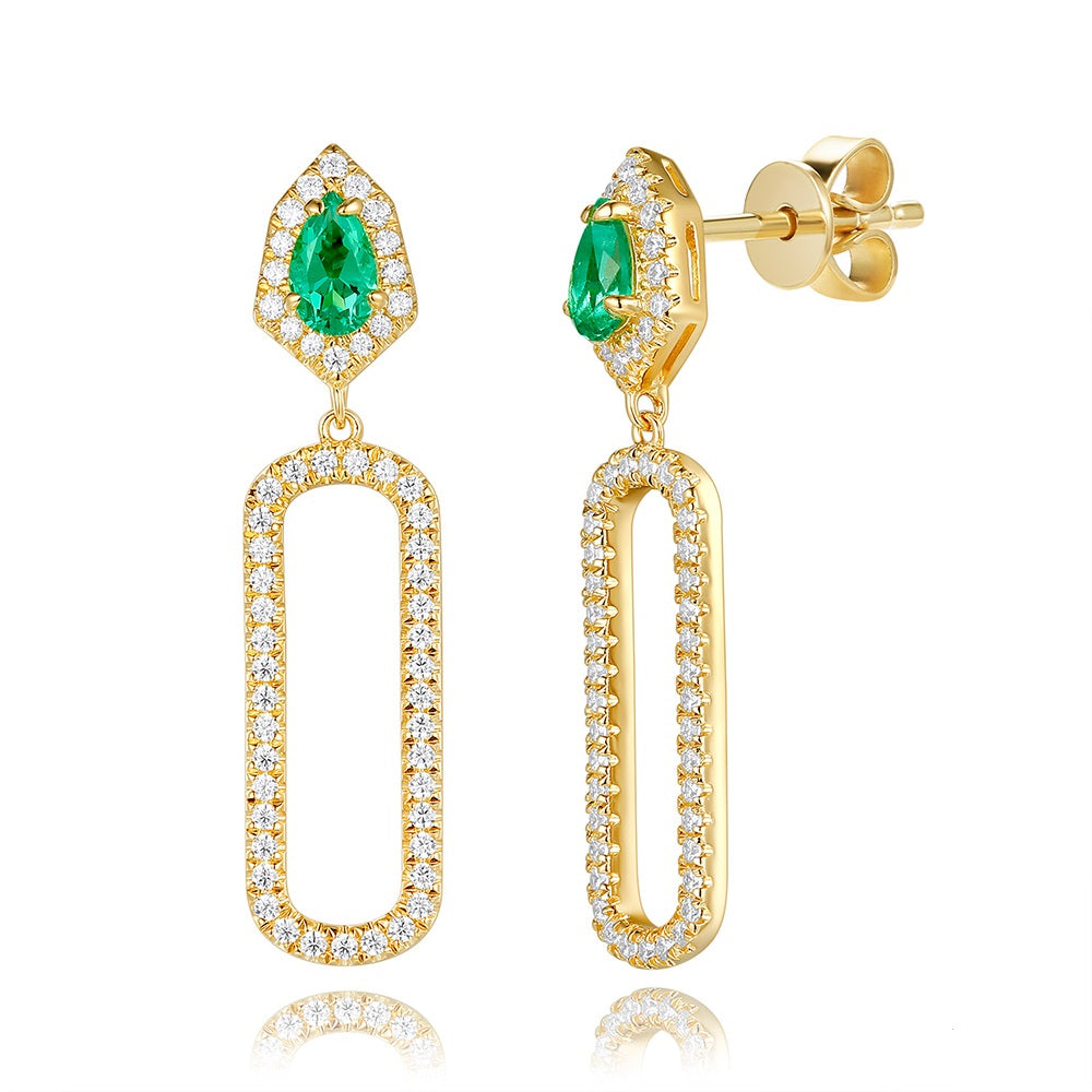 Yellow Gold Diamond &amp; Tsavorite Earring