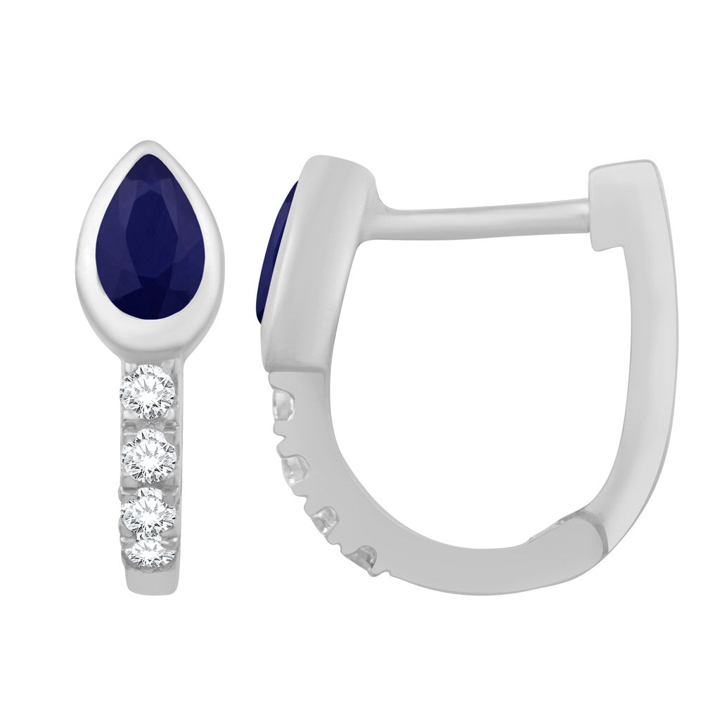 White Gold Sapphire  &amp; Diamond Earring