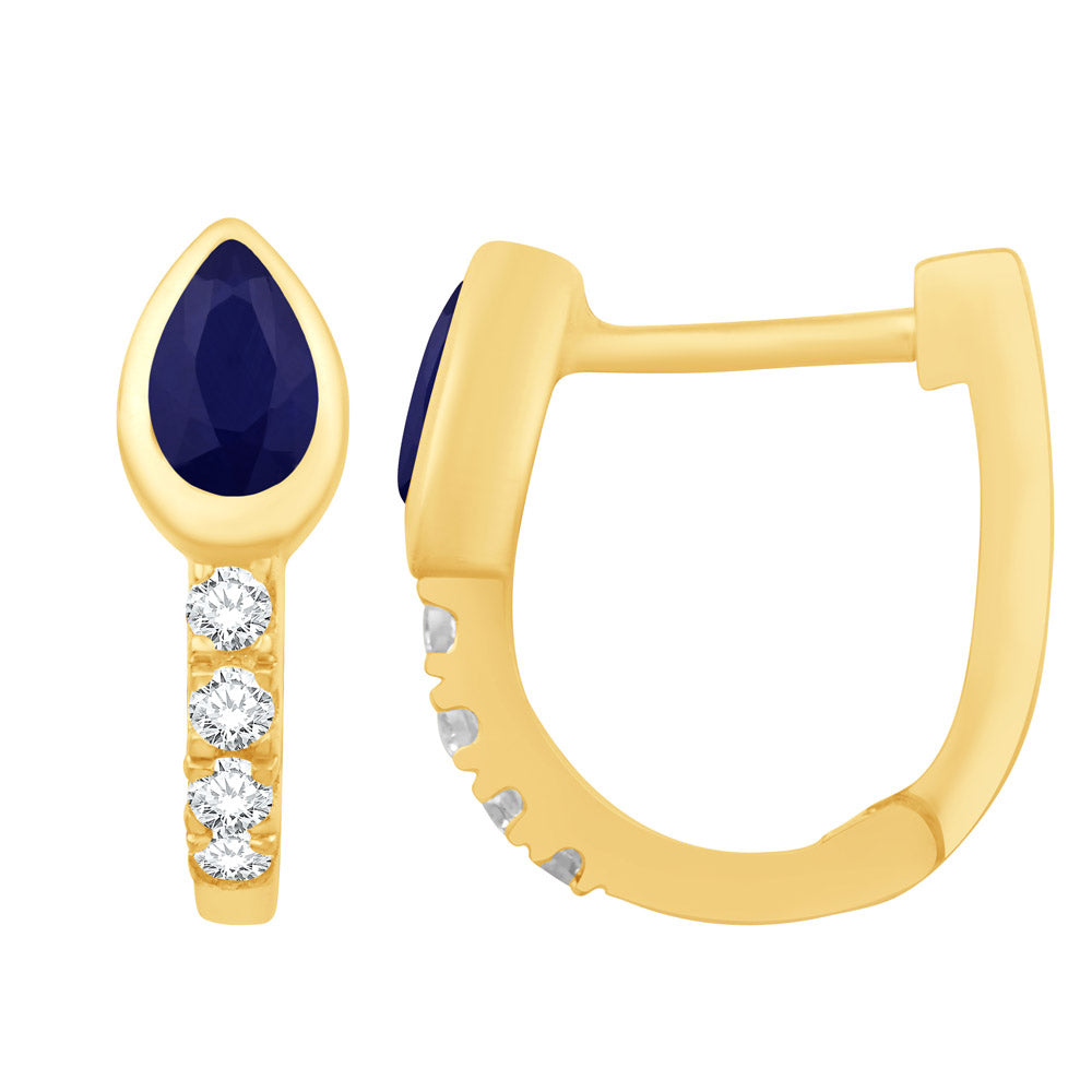 Yellow Gold Sapphire &amp; Diamond Earring