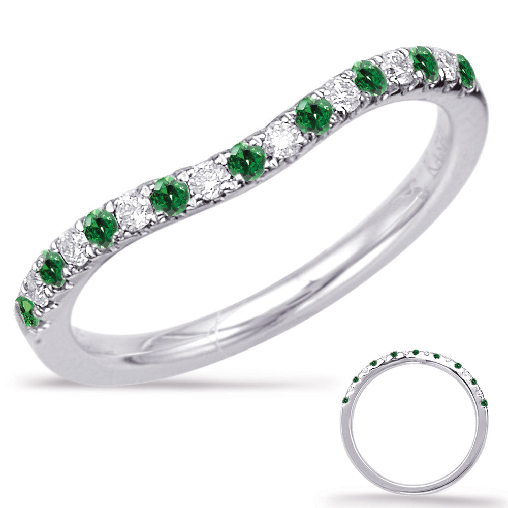 White Gold Emerald &amp; Diamond Band