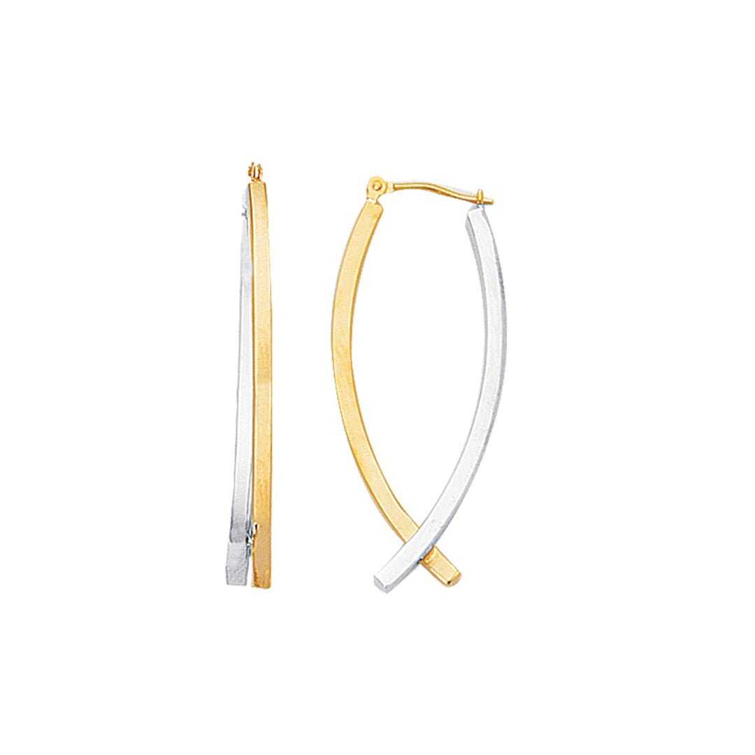 14K Yellow &amp; White Gold Polished Hoop Earring