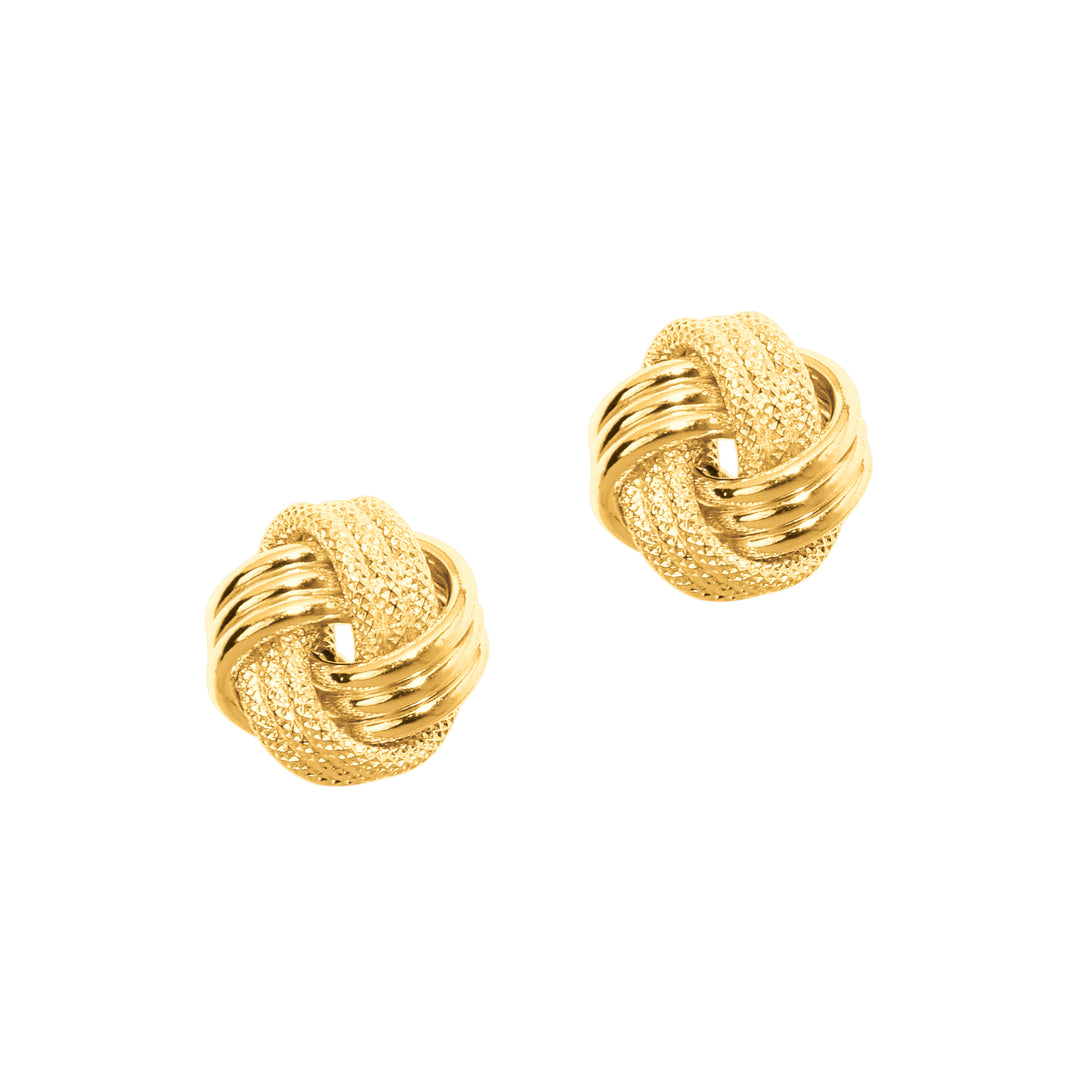 14K Gold Polished &amp; Diamond Cut Love Knot Stud Earring