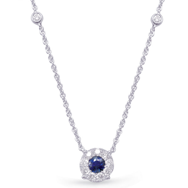 White Gold Diamond &amp; Sapphire Necklace