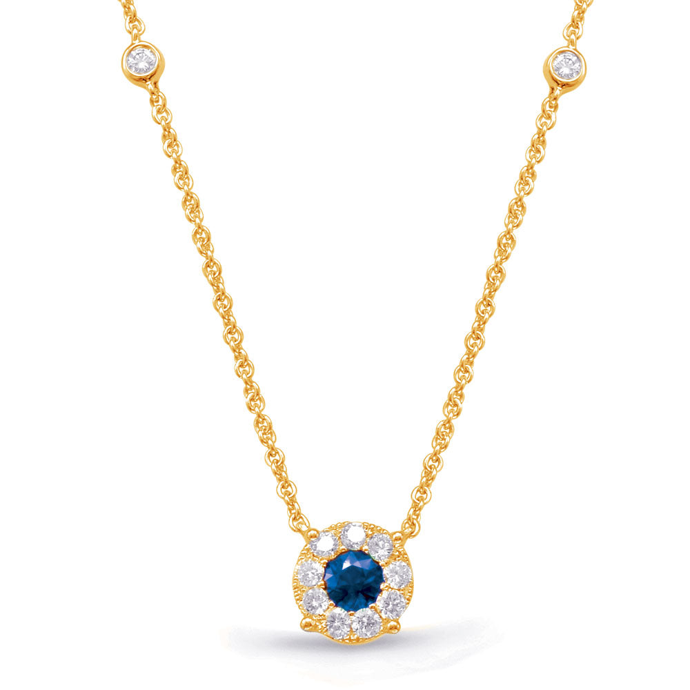 Yellow Gold Diamond &amp; Sapphire Necklace