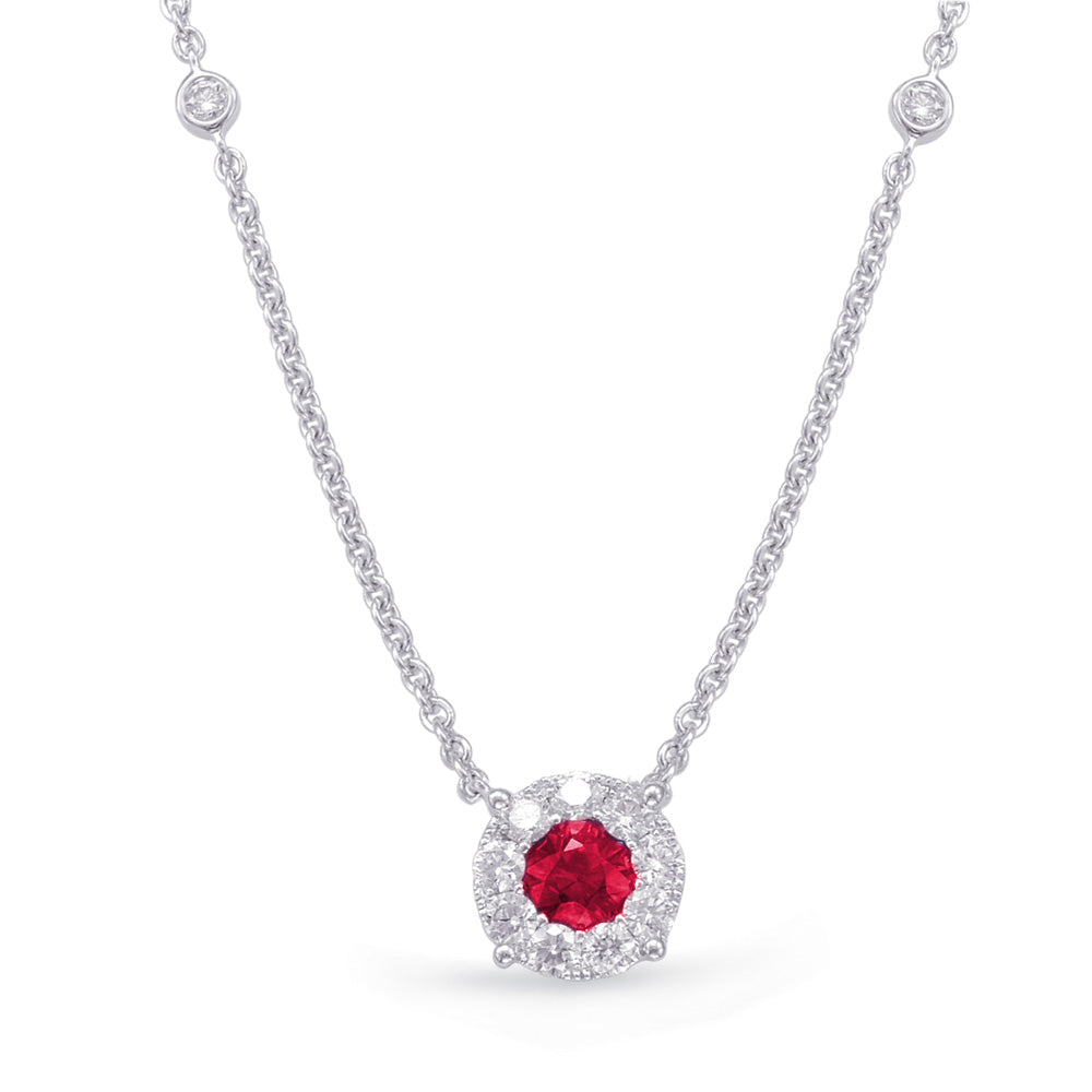 White Gold Ruby &amp; Diamond Necklace