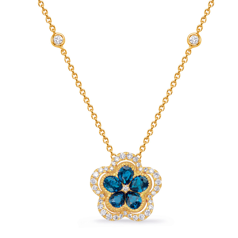 Yellow Gold Diamond &amp; Sapphire Necklace