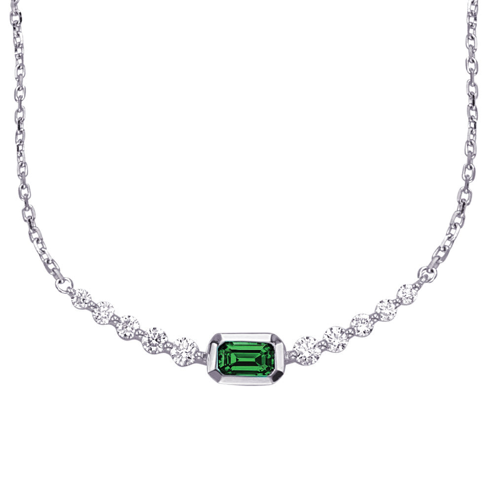 White Gold Emerald &amp; Diamond Necklace