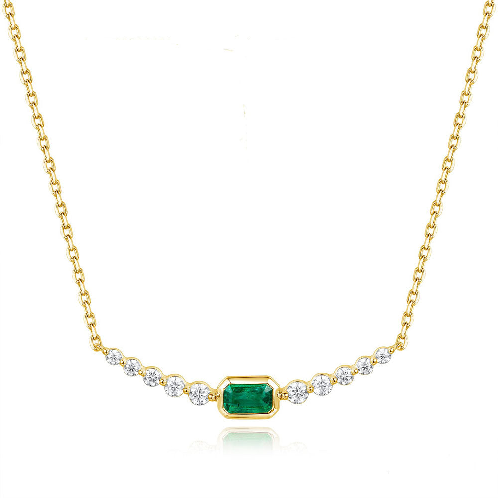 Yellow Gold Emerald &amp; Diamond Necklace