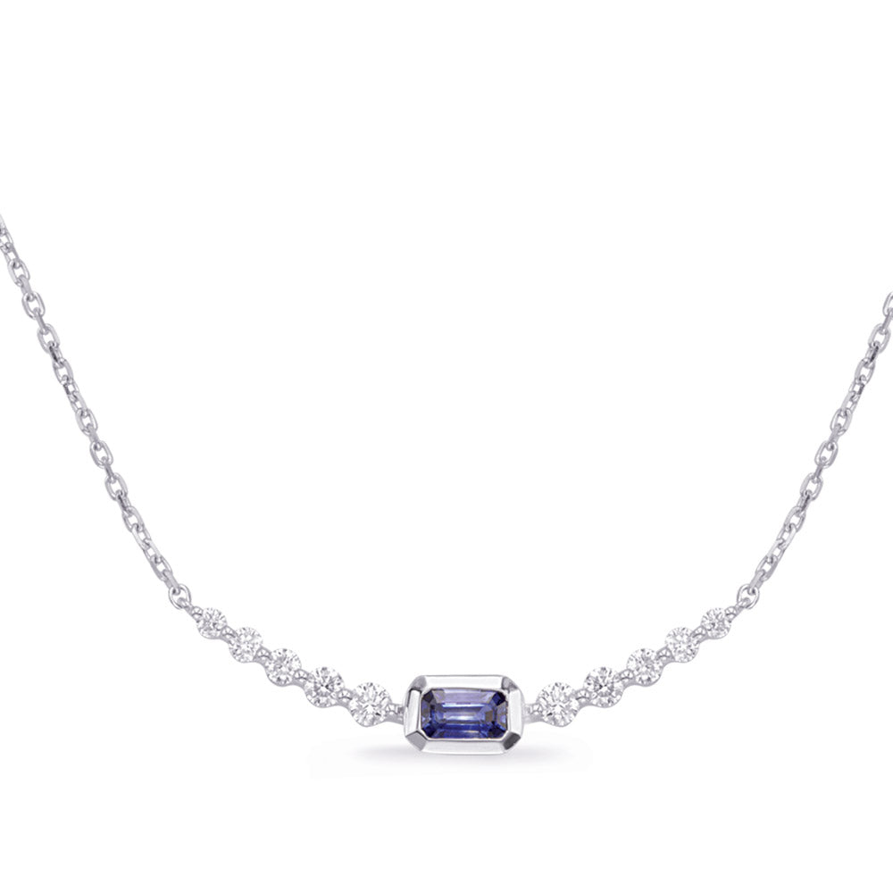 White Gold Sapphire &amp; Diamond Necklace