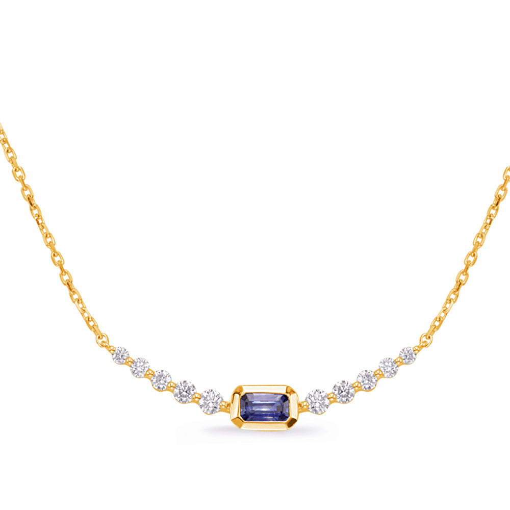 Yellow Gold Sapphire &amp; Diamond Necklace