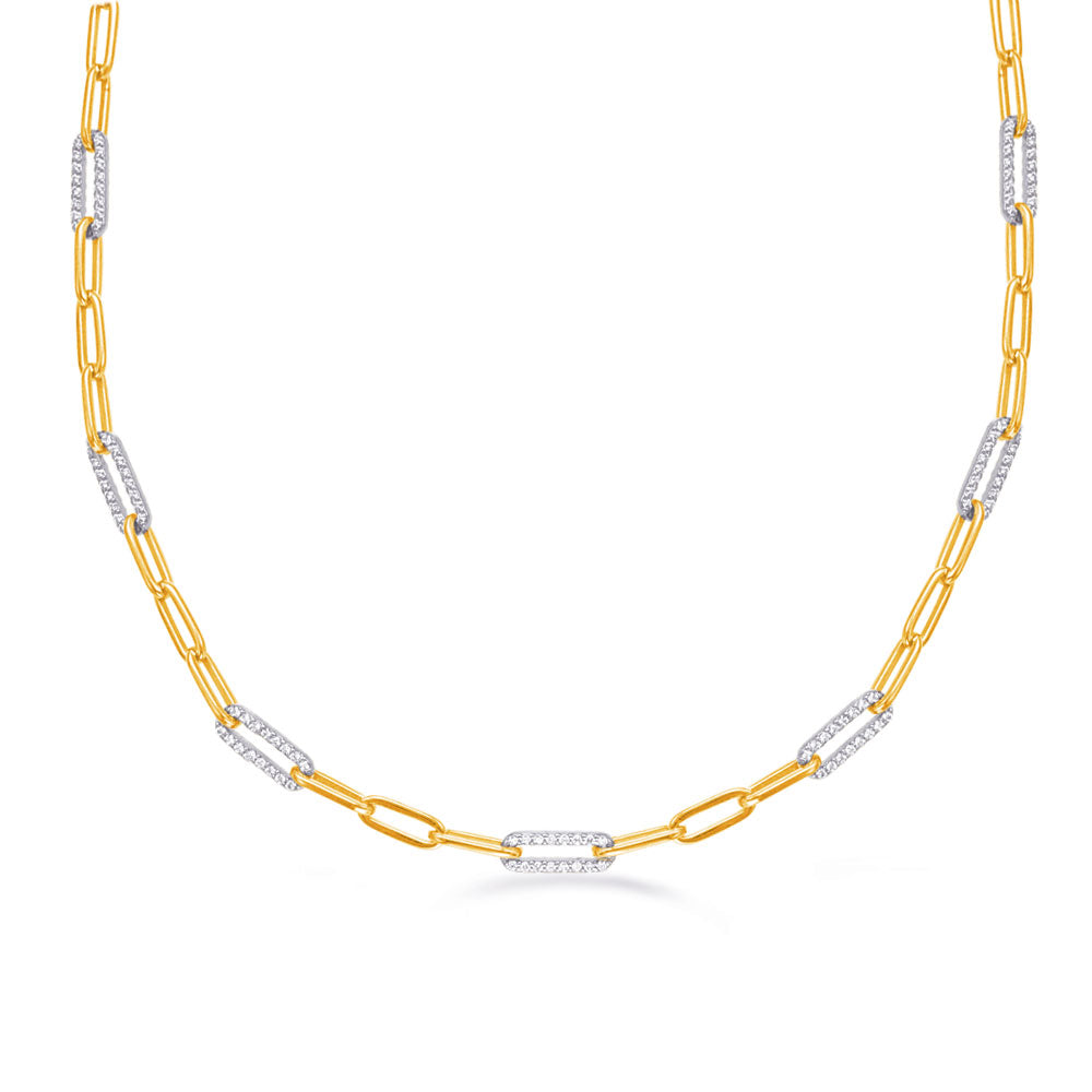 Yellow &amp; White Gold Diamond Necklace