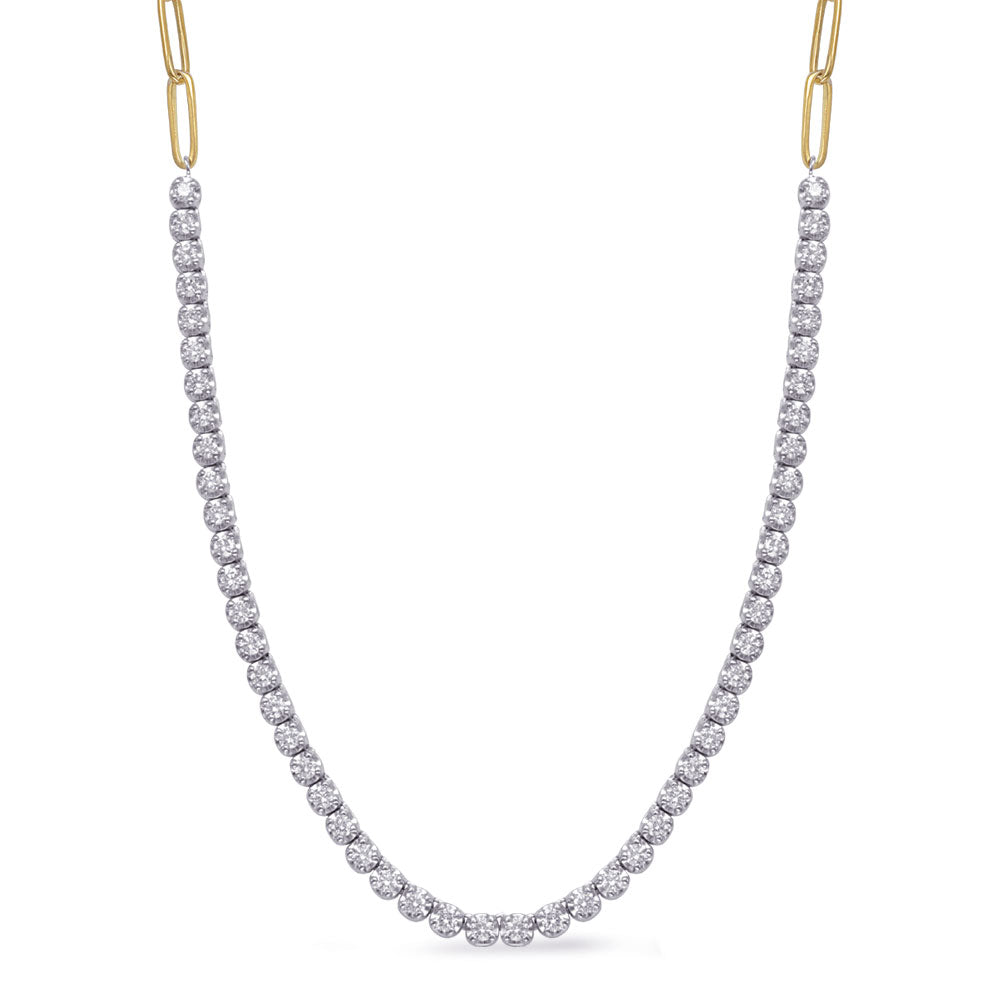 Yellow &amp; White Gold Diamond Necklace