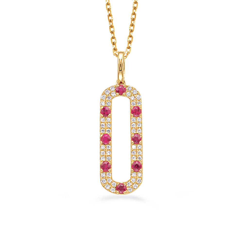Yellow Gold Diamond &amp; Ruby Necklace