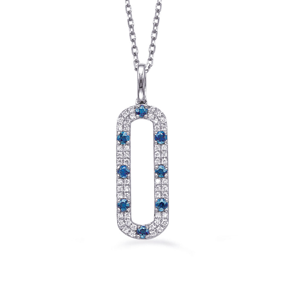 White Gold Diamond &amp; Sapphire Necklace
