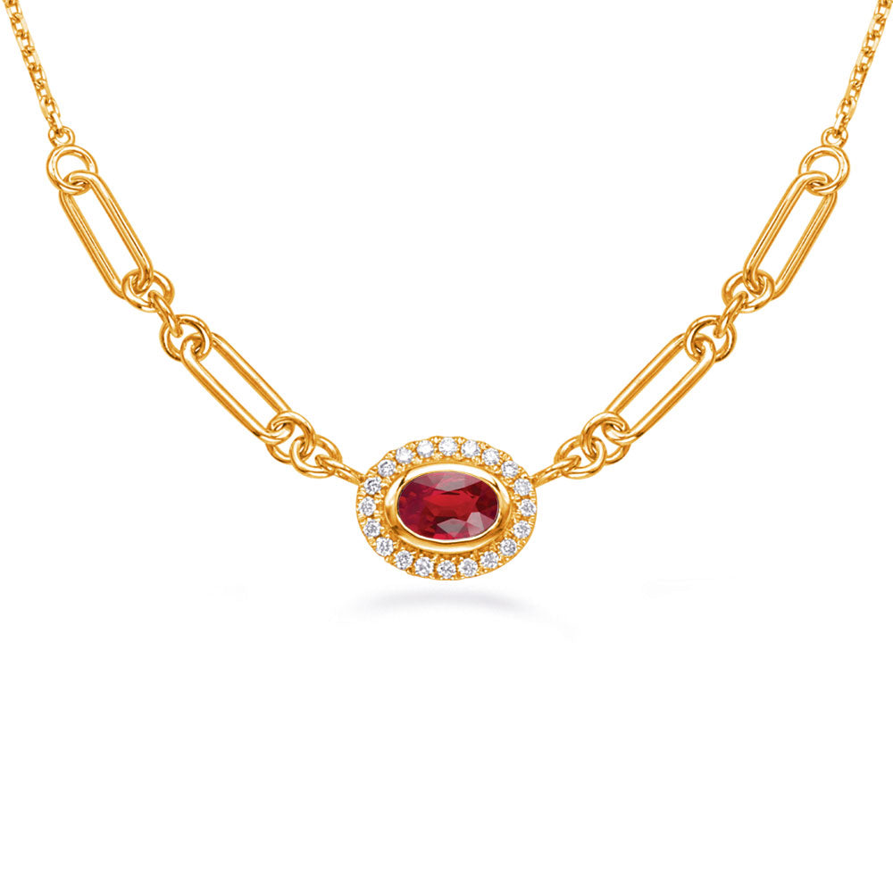 Yellow Gold Diamond &amp; Ruby Necklace