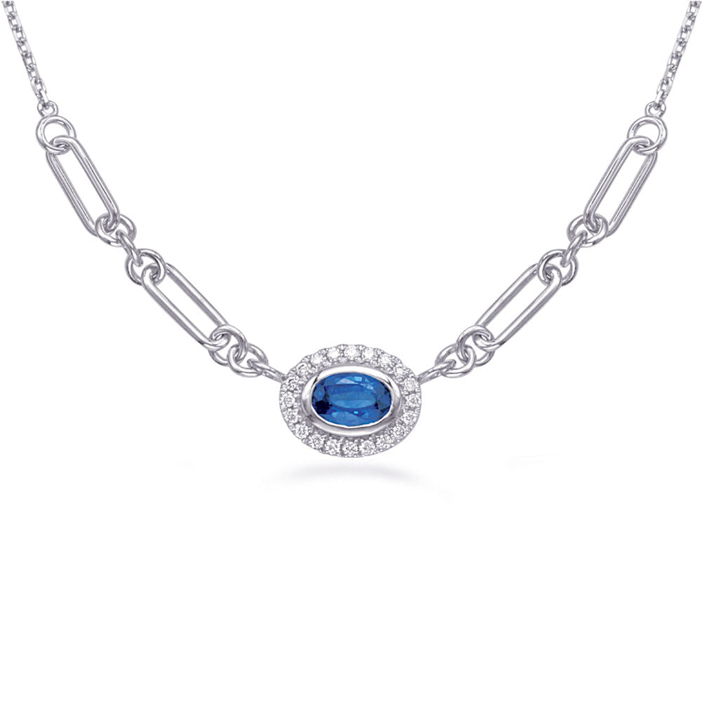 White Gold Diamond &amp; Sapphire Necklace