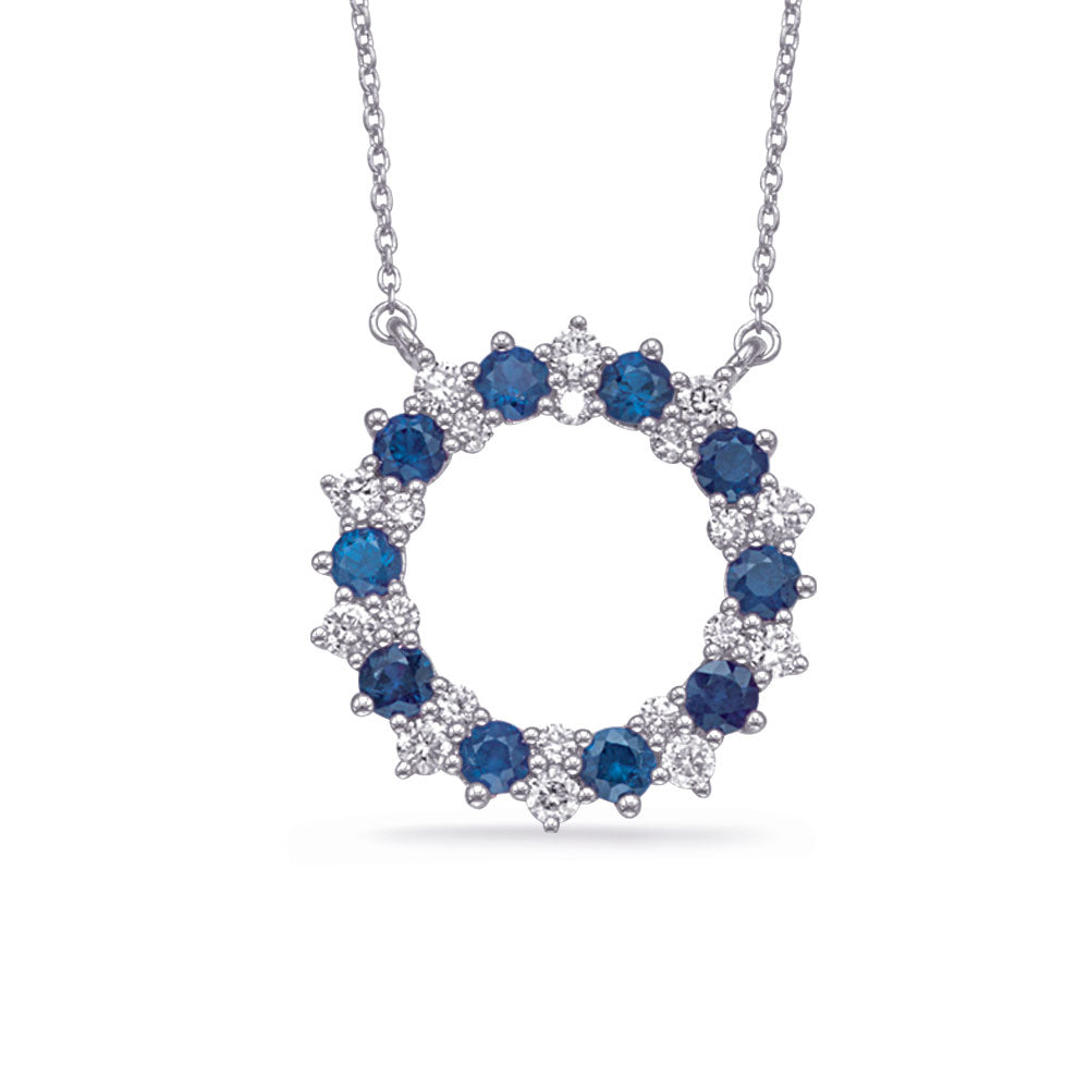 Whte Gold Diamond &amp; Sapphire Necklace