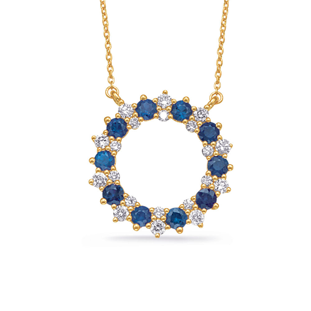 Yellow Gold Diamond &amp; Sapphire Necklace