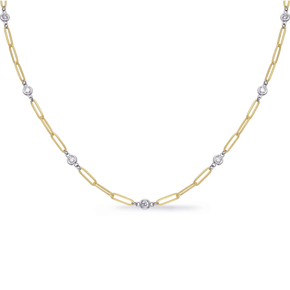 Yellow &amp; White Gold Diamond Necklace