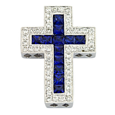 Sapphire &amp; Diamond Cross Pendant