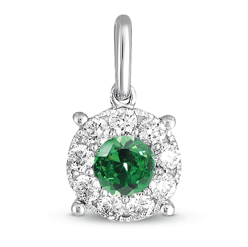 White Gold Emerald &amp; Diamond Pendant