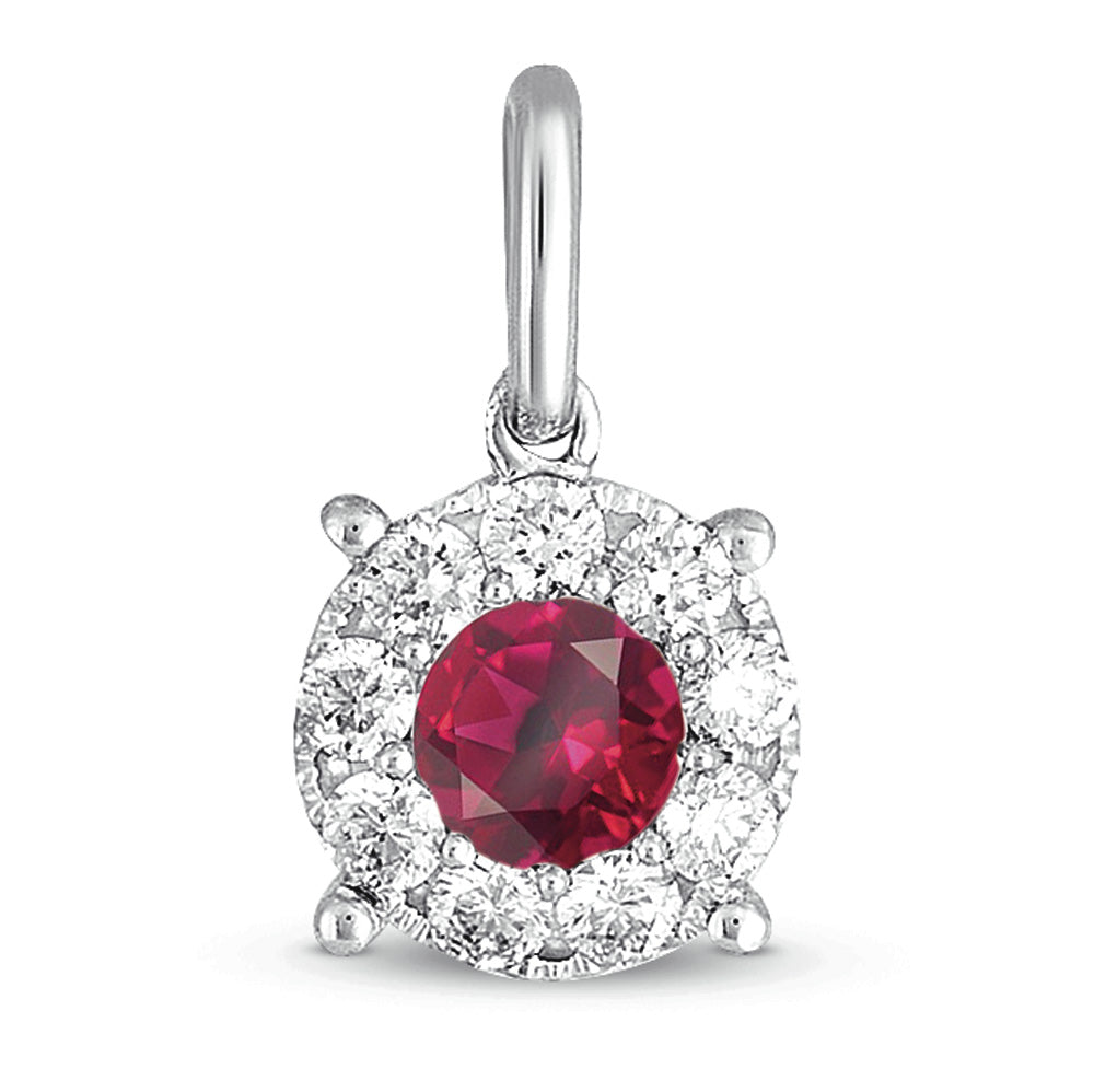White Gold Ruby &amp; Diamond Pendant