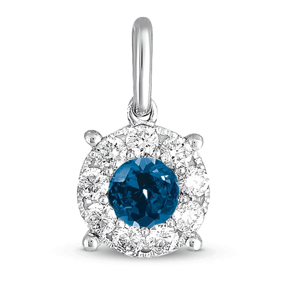 White Gold Sapphire &amp; Diamond Pendant