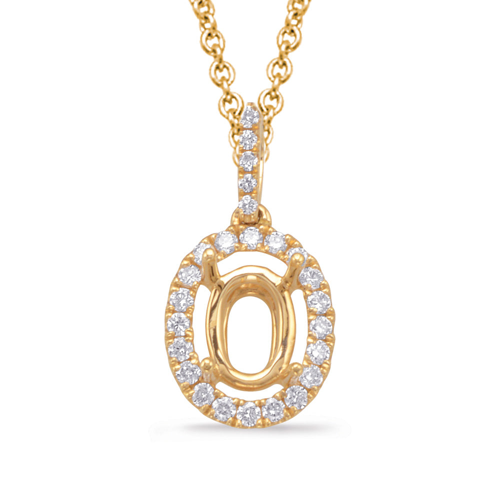 Yellow Gold Diamond Pendant For Oval
