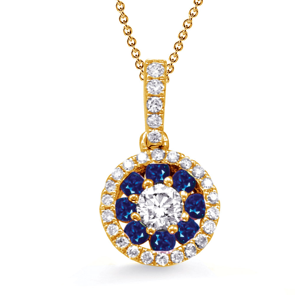 Yellow Gold Sapphire &amp; Diamond Pendant