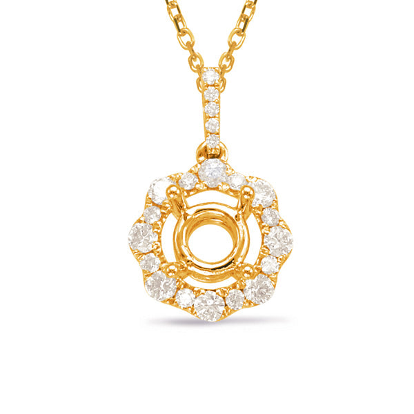 Yellow Gold Diamond Pendant For 0.75ct
