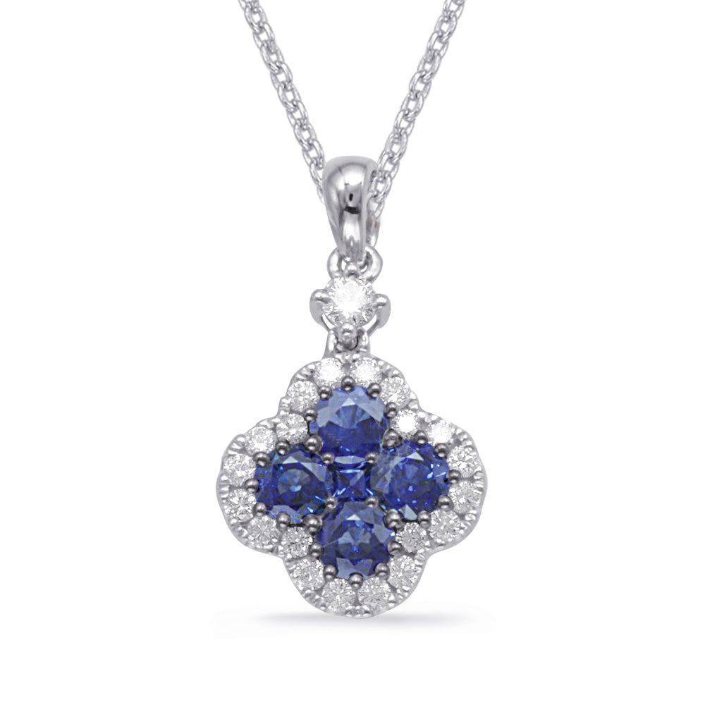 White Gold Sapphire &amp; Diamond Pendant