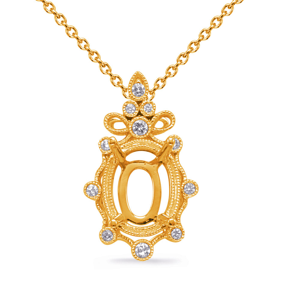 Yellow Gold Diamond Pendant 10x8mm Oval